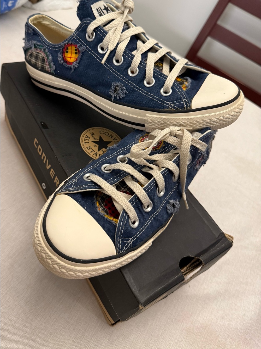 Converse Women’s Navy Patchwork Low Top Sneakers